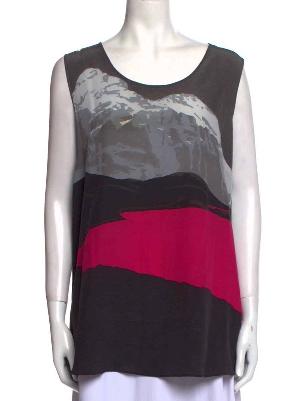 Akris Punto Silk & Wool Colorblock Mountain Print Sleeveless Tank Top Size US 12